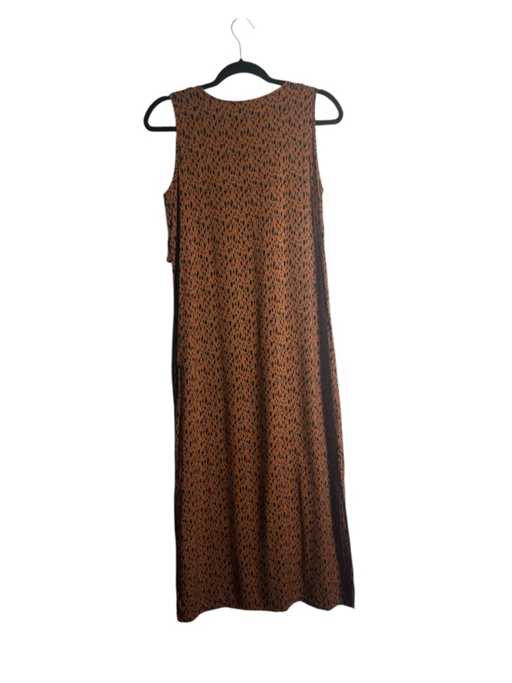 Sleeveless Brown Patchwork Maxi Dress with Abstract Print - Picture 4 of 4